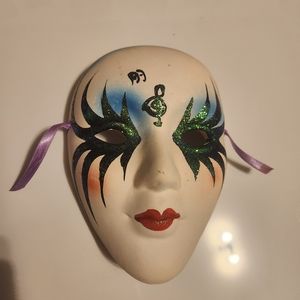 Vintage Collectible Clown Mask Green and White